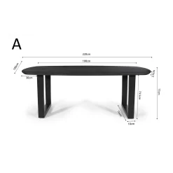Eetkamertafels^Huisenthuis Eetkamertafel Monaco Ovaal 220 cm Zwart