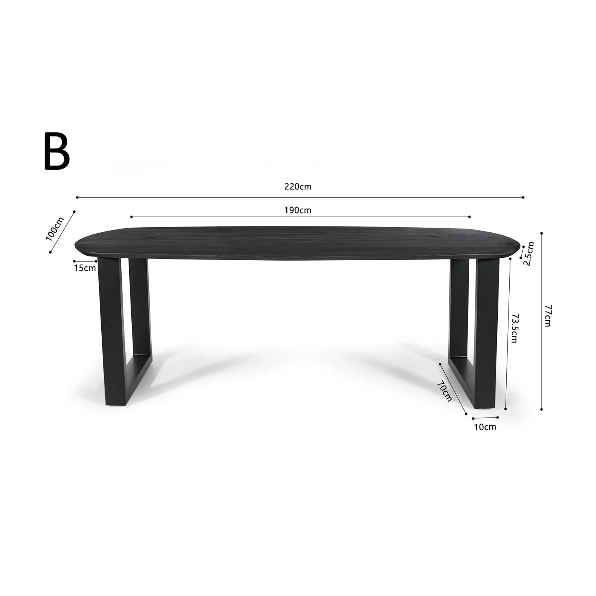 Eetkamertafels^Huisenthuis Eetkamertafel Monaco Ovaal 220 cm Zwart