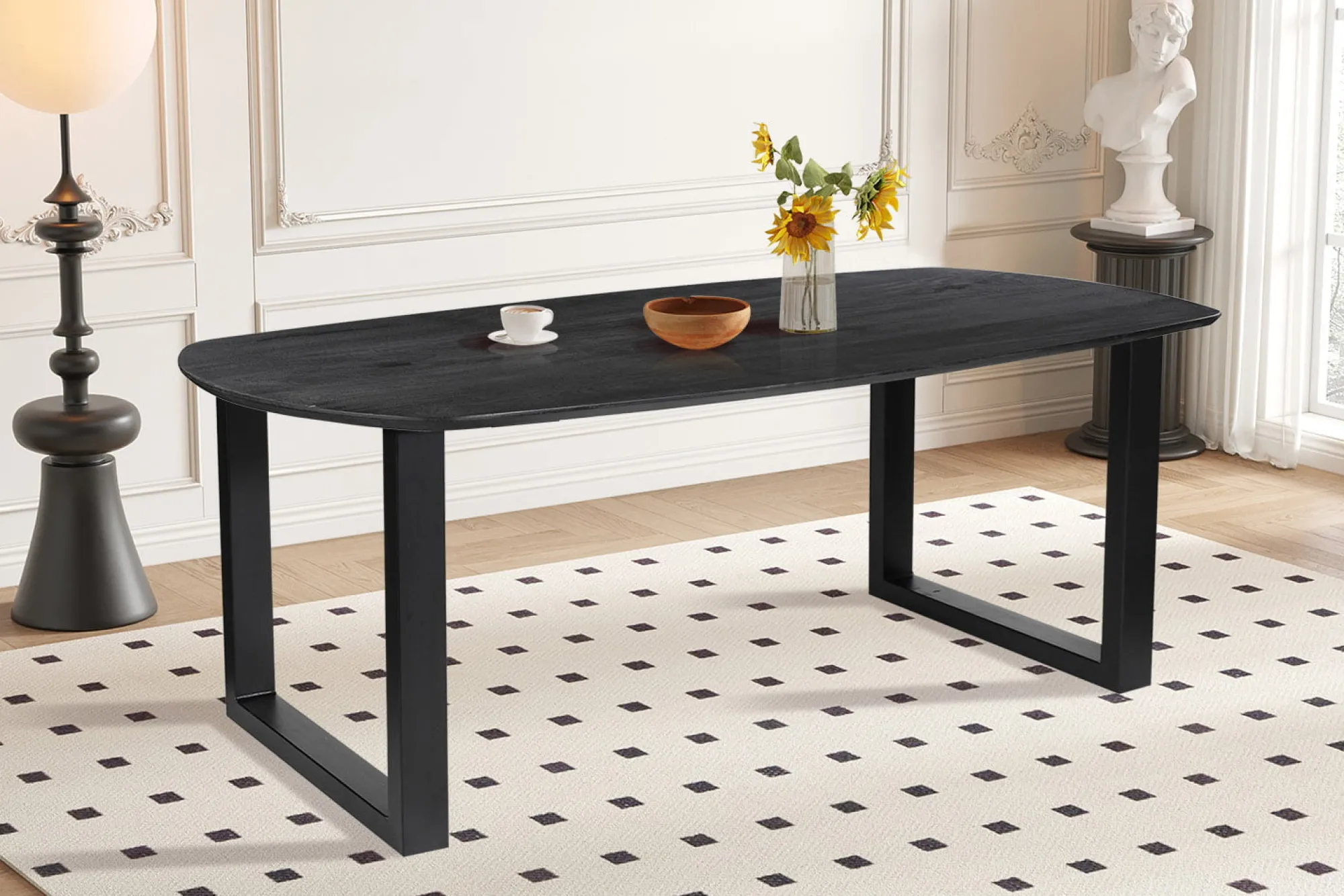 Eetkamertafels^Huisenthuis Eetkamertafel Monaco Ovaal 220 cm Zwart