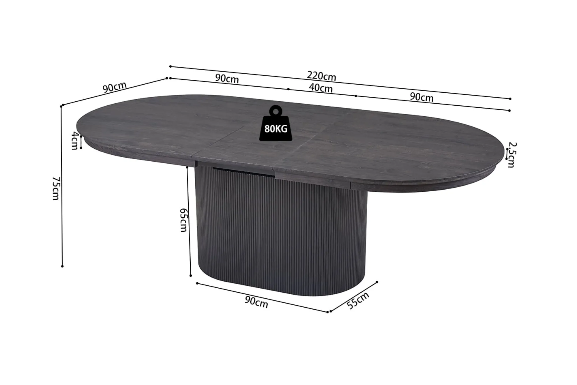 Eetkamertafels^Huisenthuis Eetkamertafel Odile Donkerbruin 180-220cm Ovaal