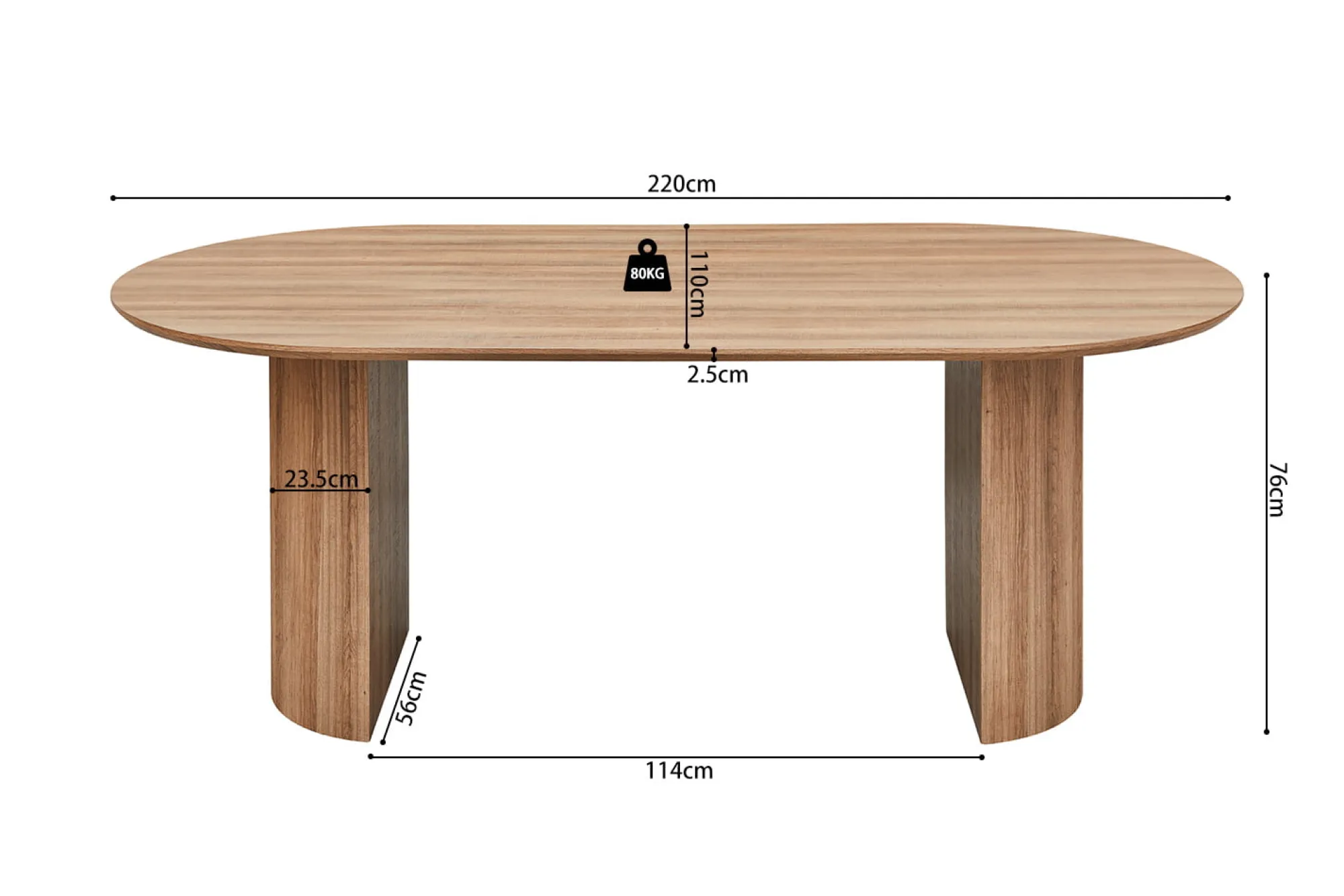Eetkamertafels^Huisenthuis Eetkamertafel Odile Oudeiken 220cm Ovaal
