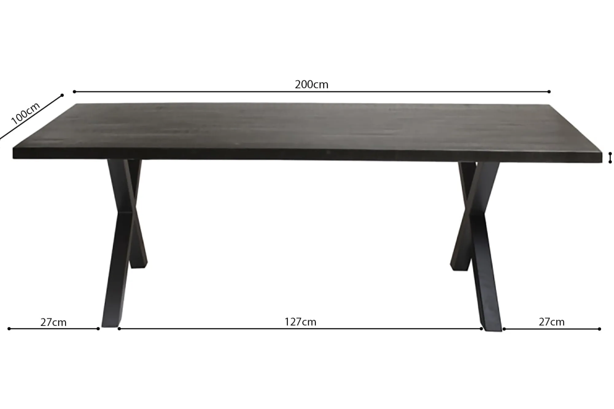 Eetkamertafels^Huisenthuis Eetkamertafel Raegan Magnolia Zwart 200 cm