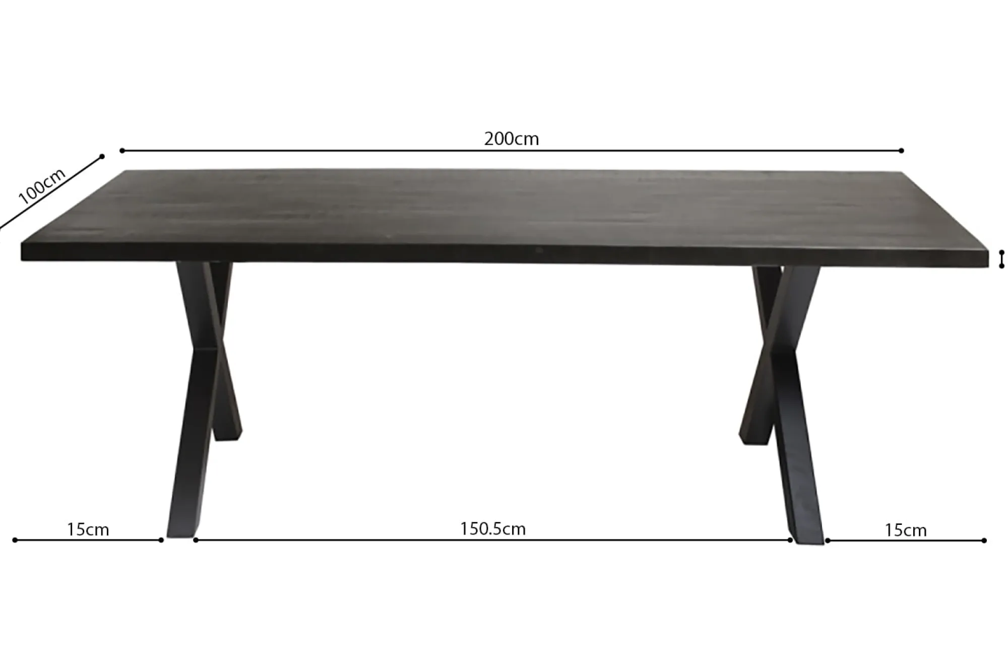 Eetkamertafels^Huisenthuis Eetkamertafel Raegan Magnolia Zwart 200 cm
