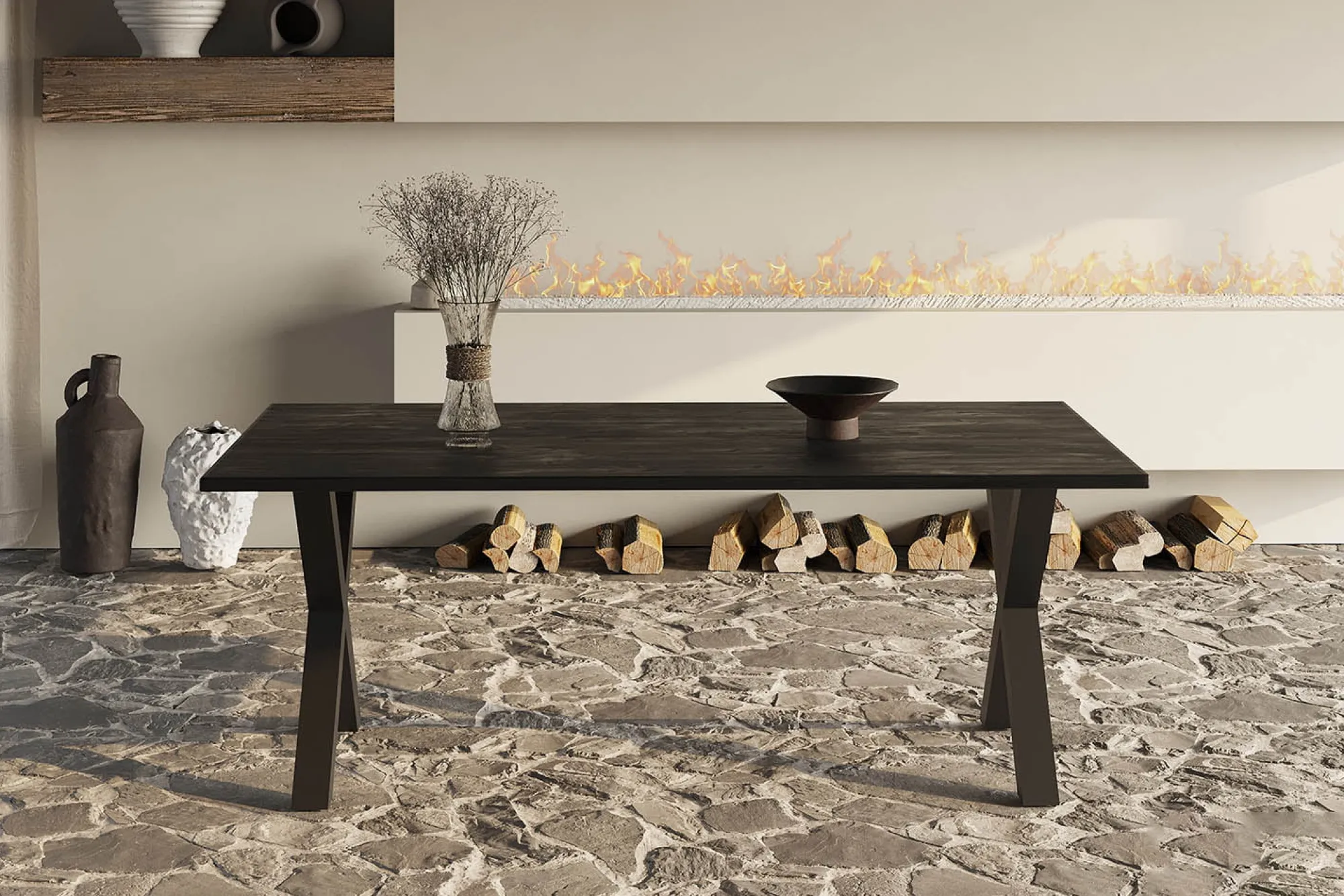 Eetkamertafels^Huisenthuis Eetkamertafel Raegan Magnolia Zwart 200 cm