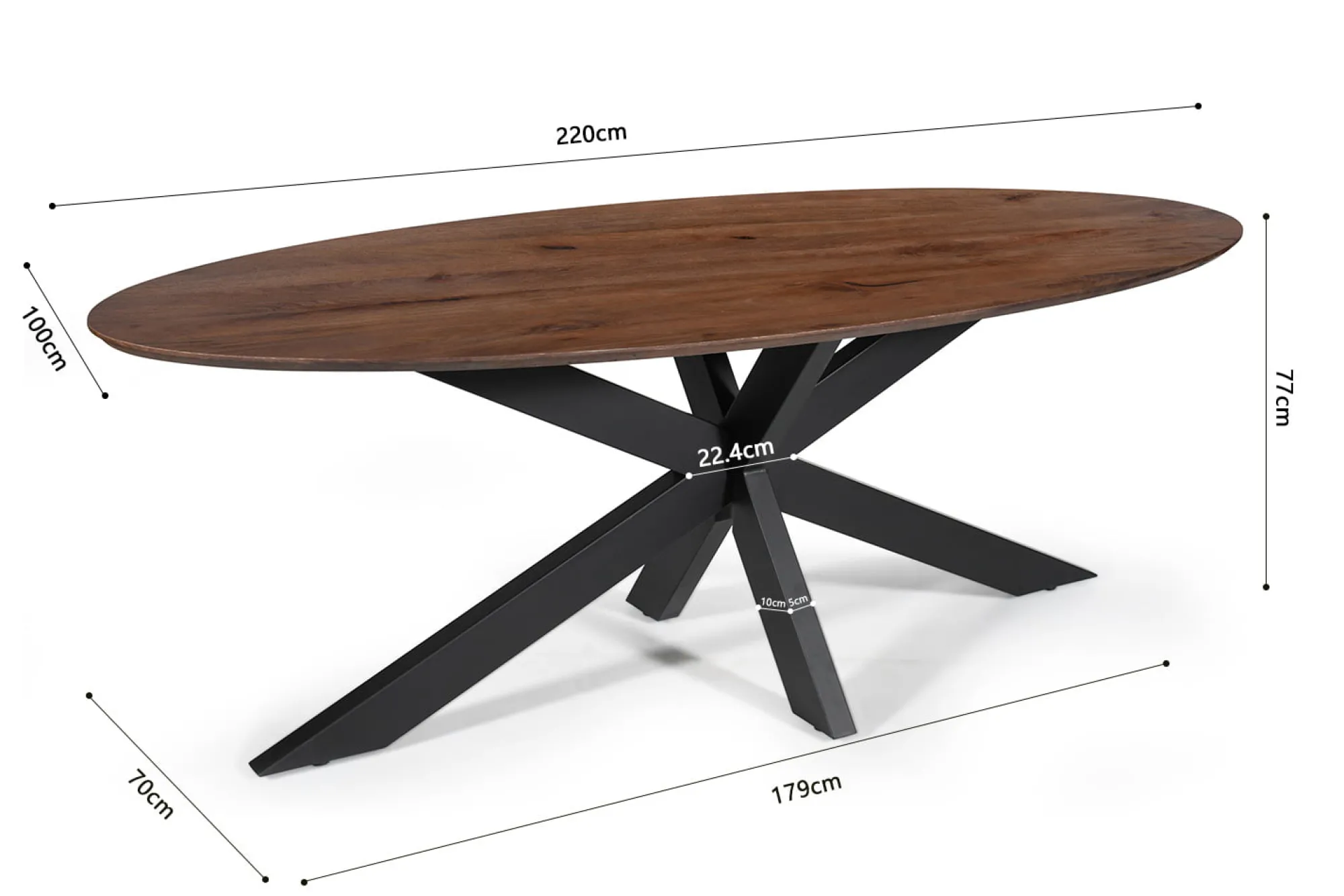 Eetkamertafels^Huisenthuis Eetkamertafel Turijn Bruin Ovaal 220 cm