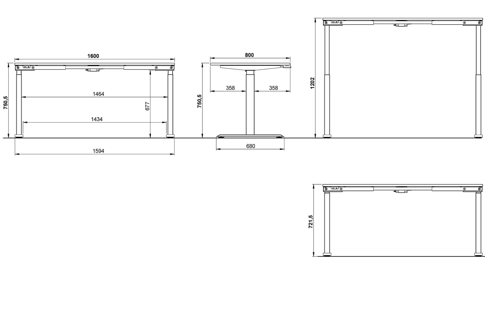 Bureaus^Huisenthuis Elektrisch zit-sta Bureau Galileo 160 cm Wit