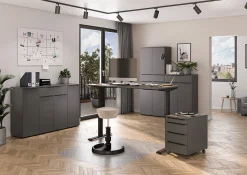 Bureaus^Huisenthuis Elektrisch zit-sta Bureau Galileo 180 cm Grafiet