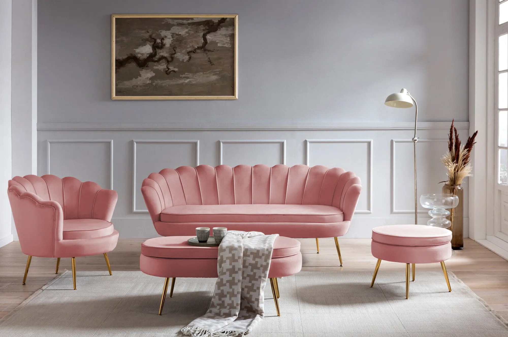 Fauteuils^Huisenthuis Fauteuil Chanelle Velvet 136 cm Roze