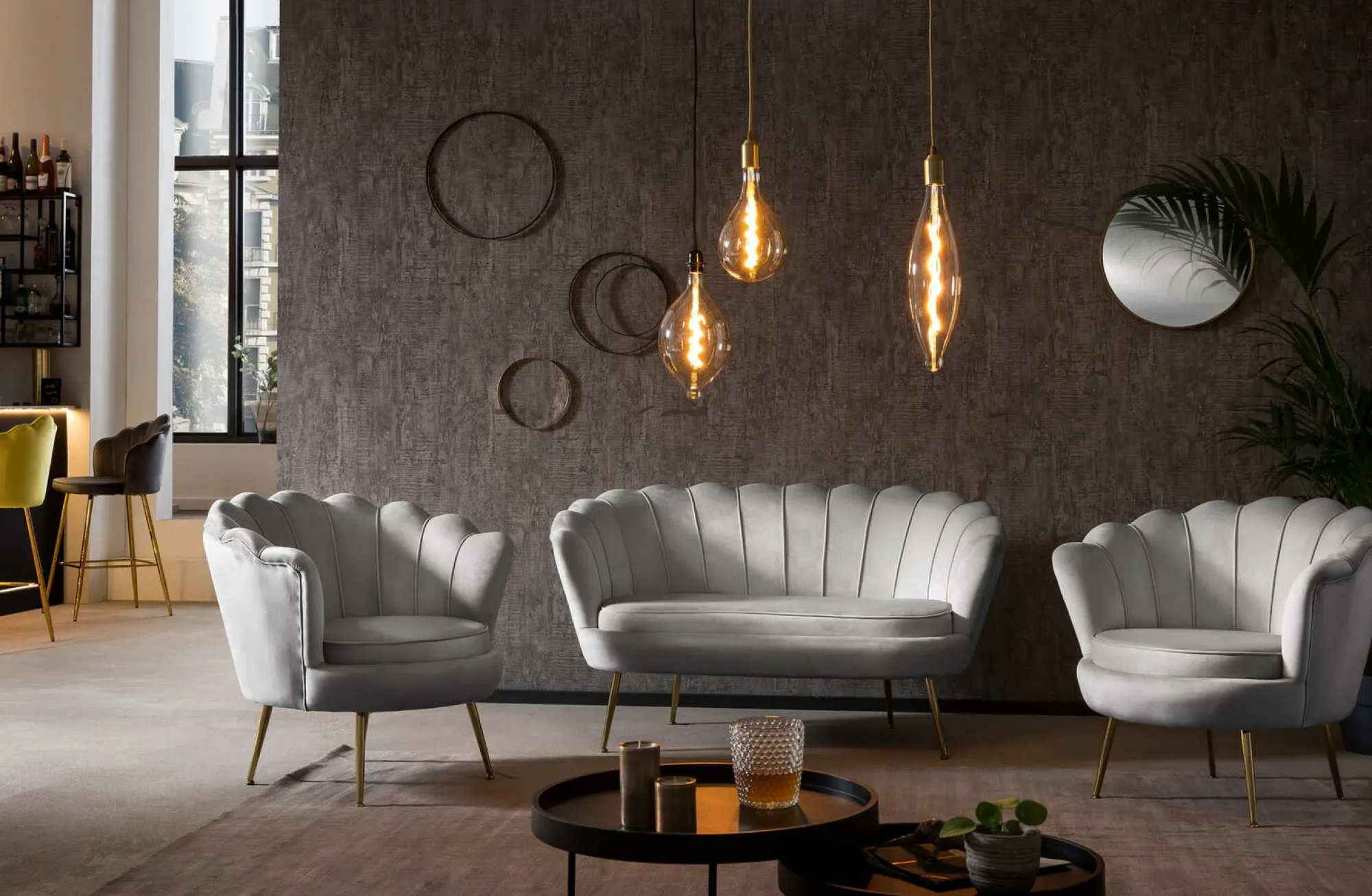 Fauteuils^Huisenthuis Fauteuil Chanelle Velvet 136 cm Lichtgrijs