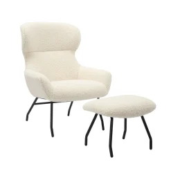 Fauteuils^Huisenthuis Fauteuil en poef Kaya Beige