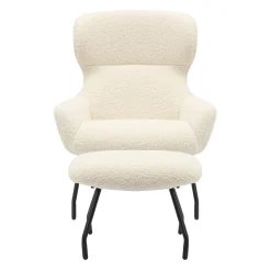 Fauteuils^Huisenthuis Fauteuil en poef Kaya Beige