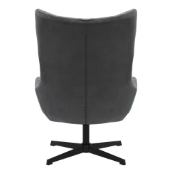 Fauteuils^Huisenthuis Fauteuil en poef Siem Grijs Grijs, Zwart