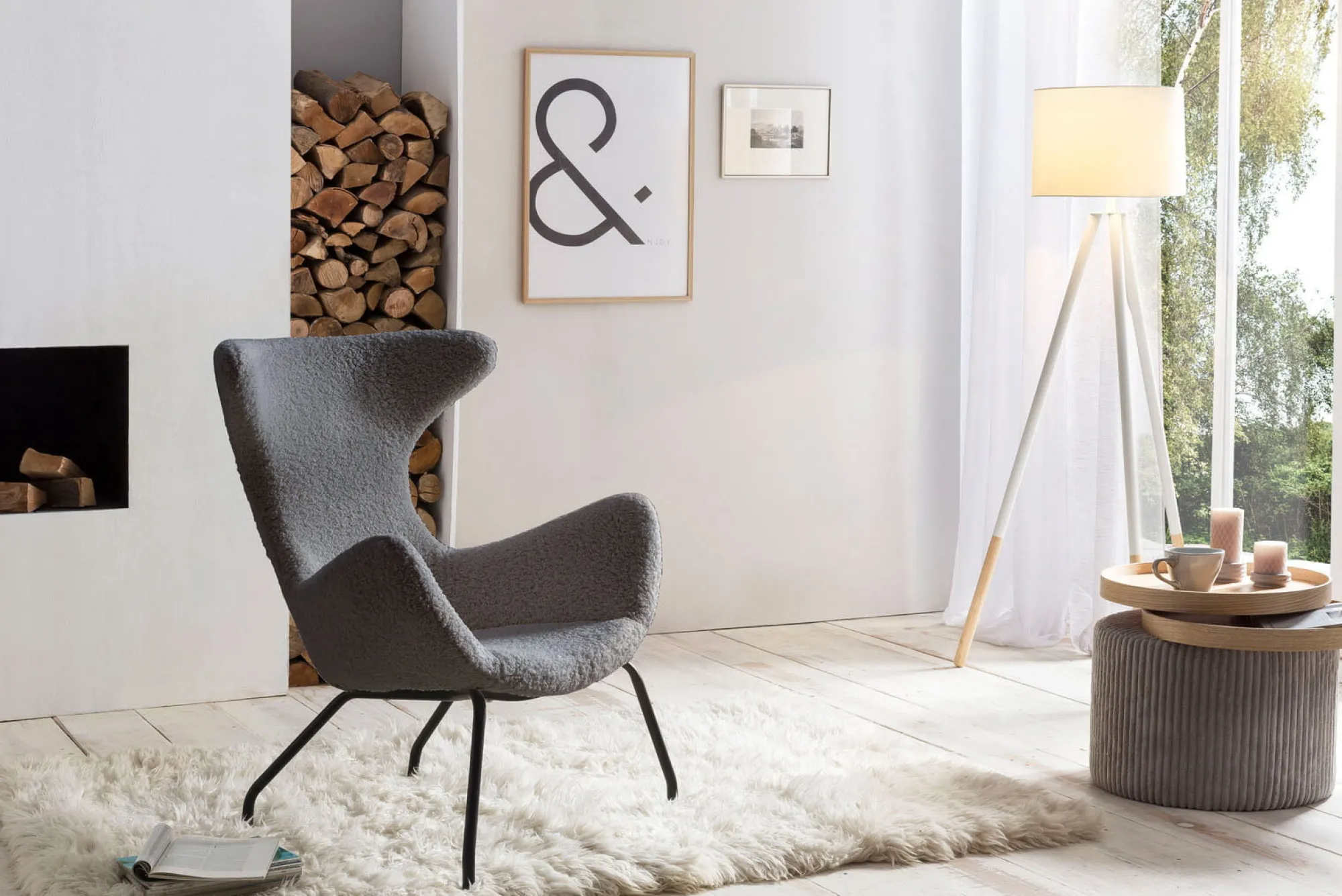 Fauteuils^Huisenthuis Fauteuil Kylie Teddy Grijs