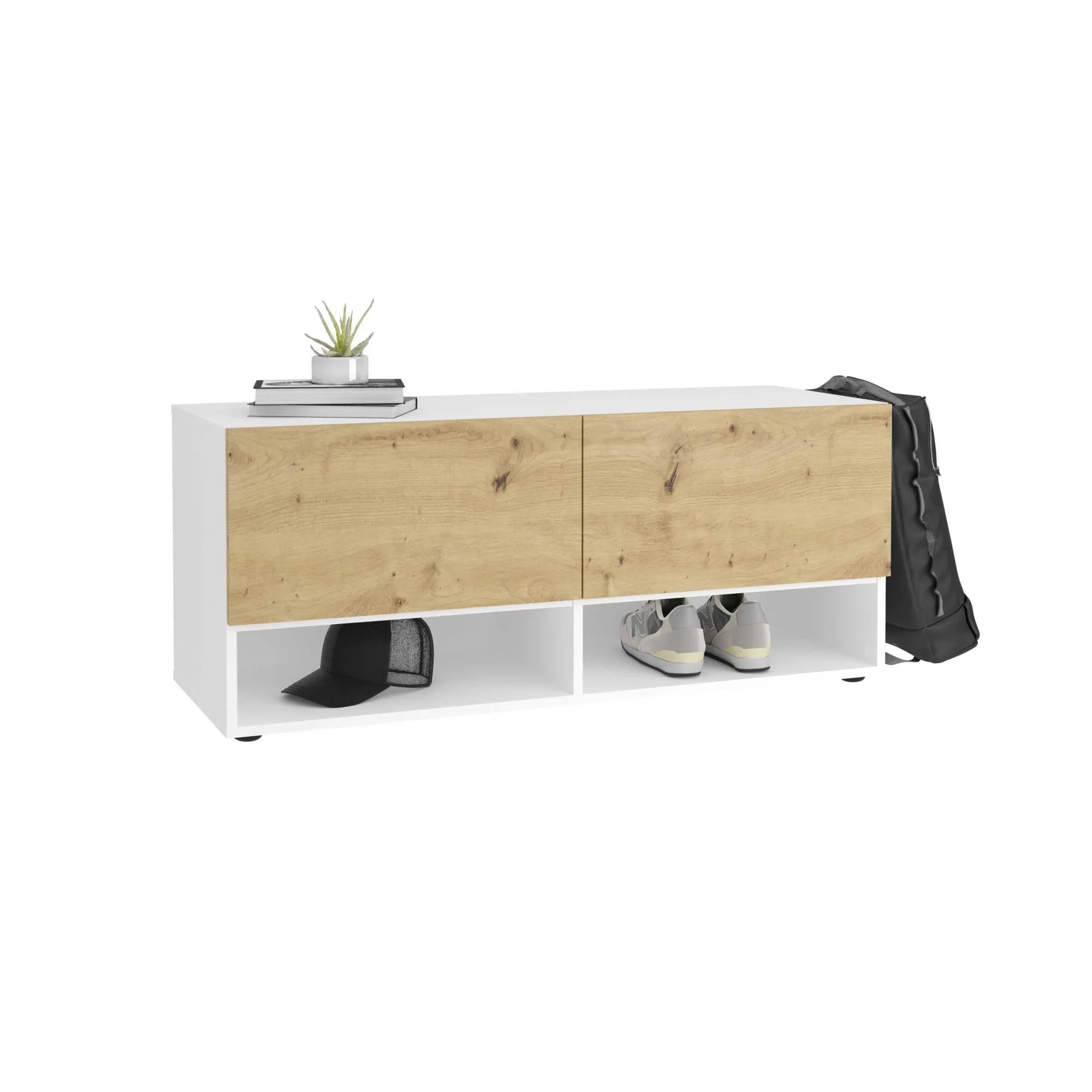 Schoenenkasten^Huisenthuis Halbank Zeger Wit Artisan Eiken