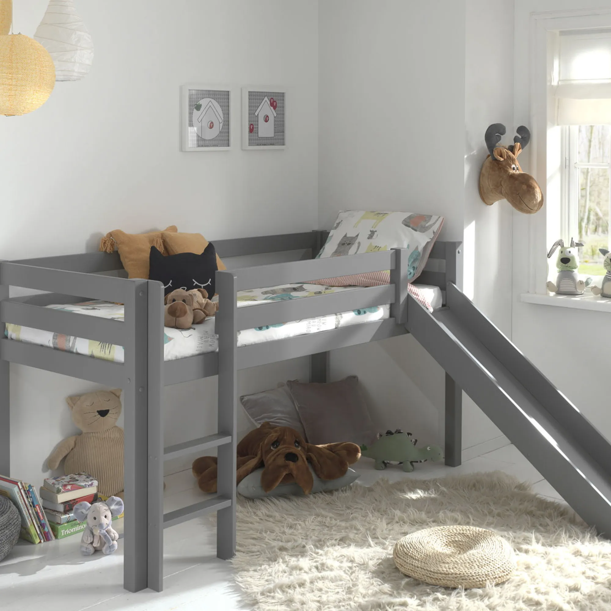 Kinderbedden^Huisenthuis Halfhoogslaper Charlie 2 Grijs