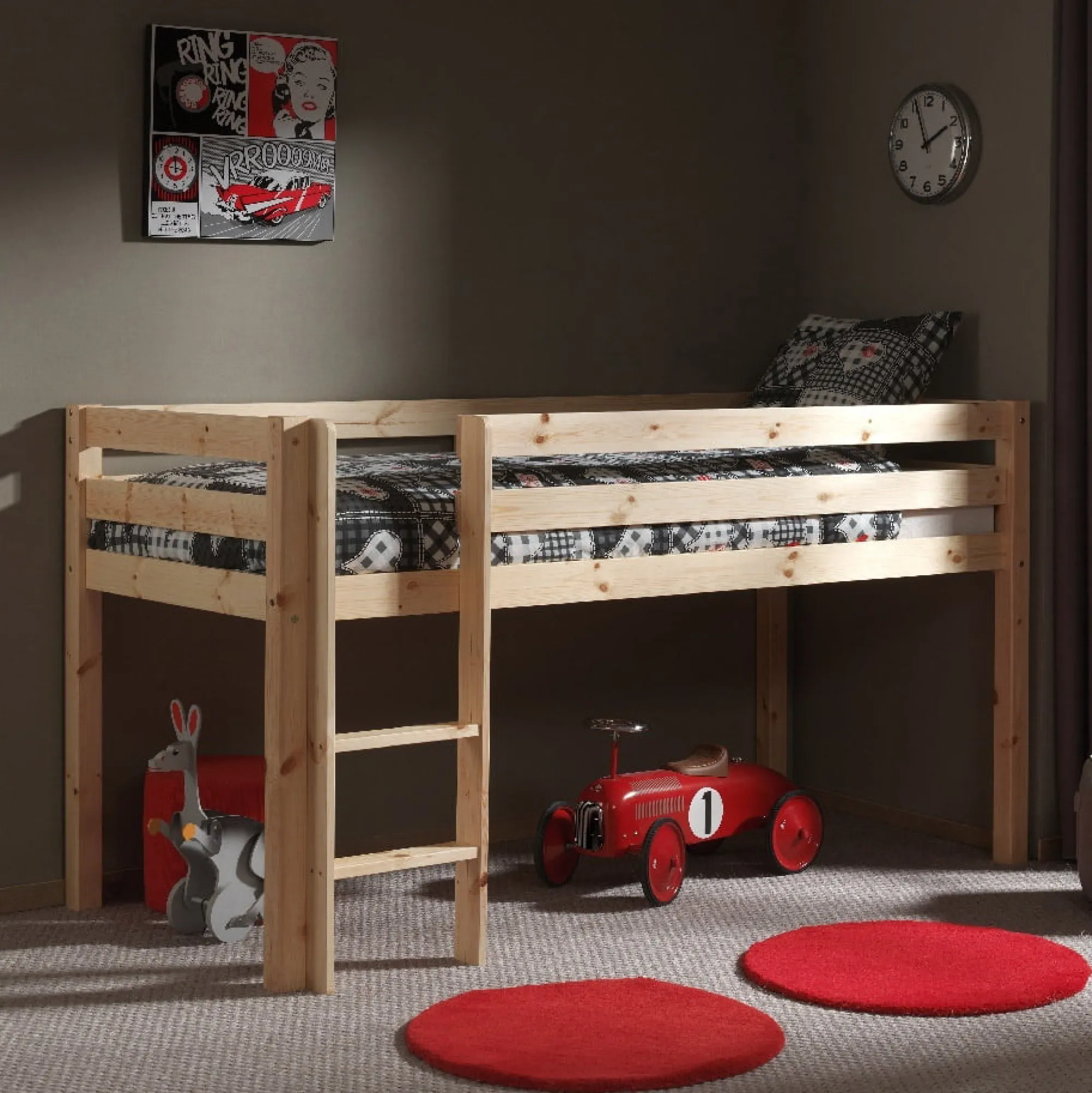 Kinderbedden^Huisenthuis Halfhoogslaper Charlie 1 Grenen