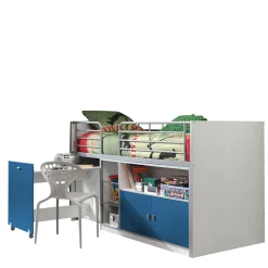 Kinderbedden^Huisenthuis Halfhoogslaper Evi-USB-B Blauw