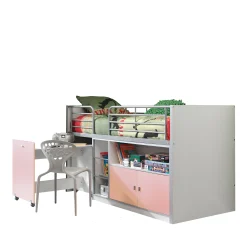 Kinderbedden^Huisenthuis Halfhoogslaper Evi-USB-R Roze