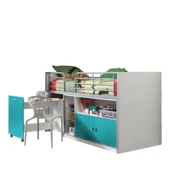 Kinderbedden^Huisenthuis Halfhoogslaper Evi-USB-T Turquoise