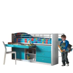 Kinderbedden^Huisenthuis Halfhoogslaper Evi-UTB-F Fuchsia