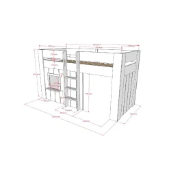 Kinderbedden^Huisenthuis Halfhoogslaper Hanne Wit