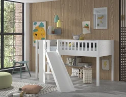 Kinderbedden^Huisenthuis Halfhoogslaper Jonas Wit – Met glijbaan