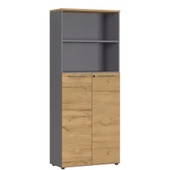 Kantoorkasten^Huisenthuis Halfopen kantoorkast Ergonoma Eiken Antraciet, Eiken
