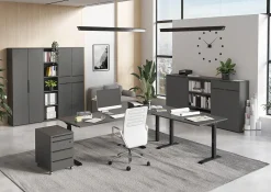 Bureaus^Huisenthuis Hoekbureau Galileo 240 x 220 cm Grafiet