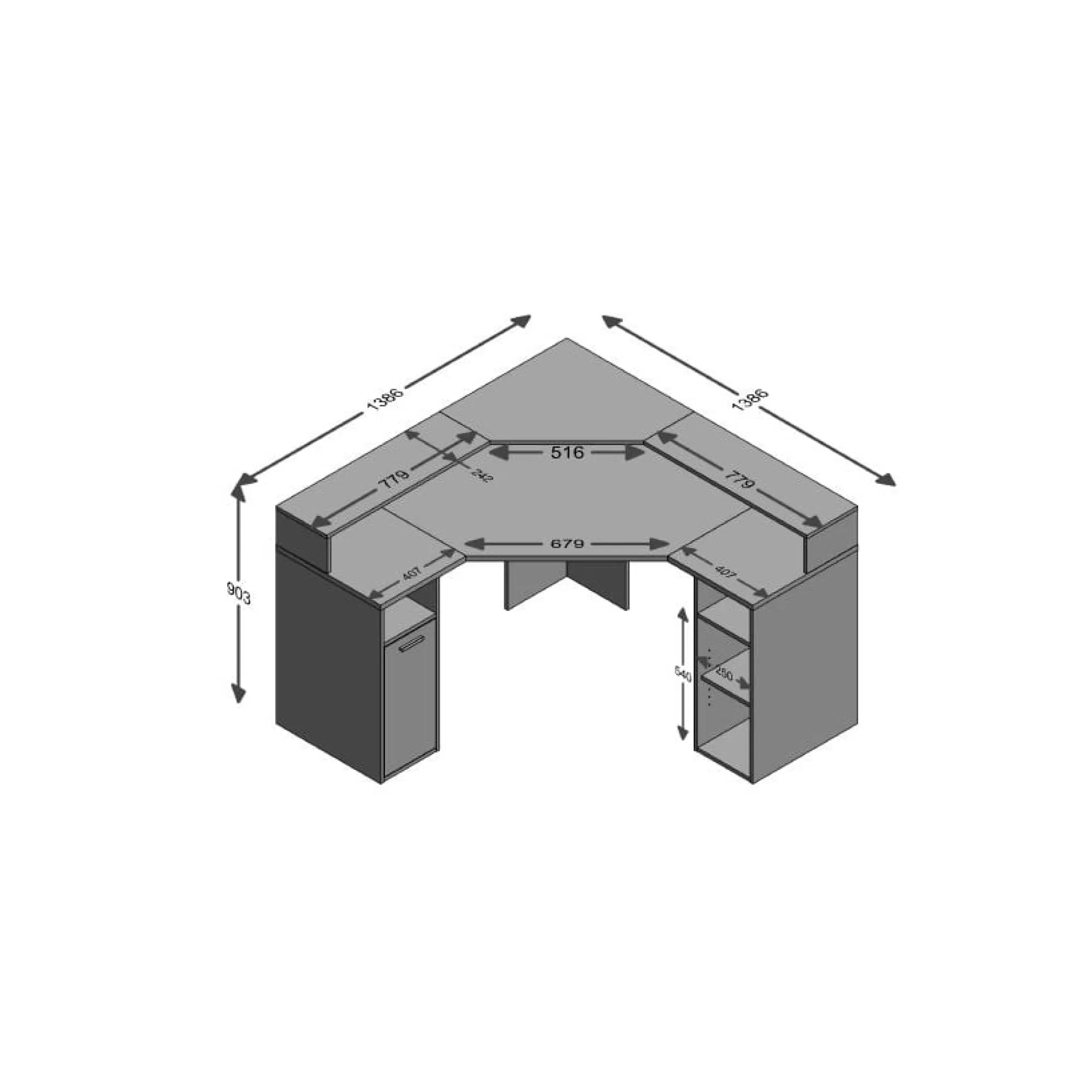 Bureaus^Huisenthuis Hoekbureau Paco Antraciet