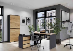 Bureaus^Huisenthuis Hoekbureau Rio Grafiet Eiken