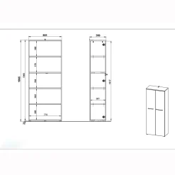 Kantoorkasten^Huisenthuis Hoge dichte kantoorkast Ergonoma Eiken Antraciet, Eiken