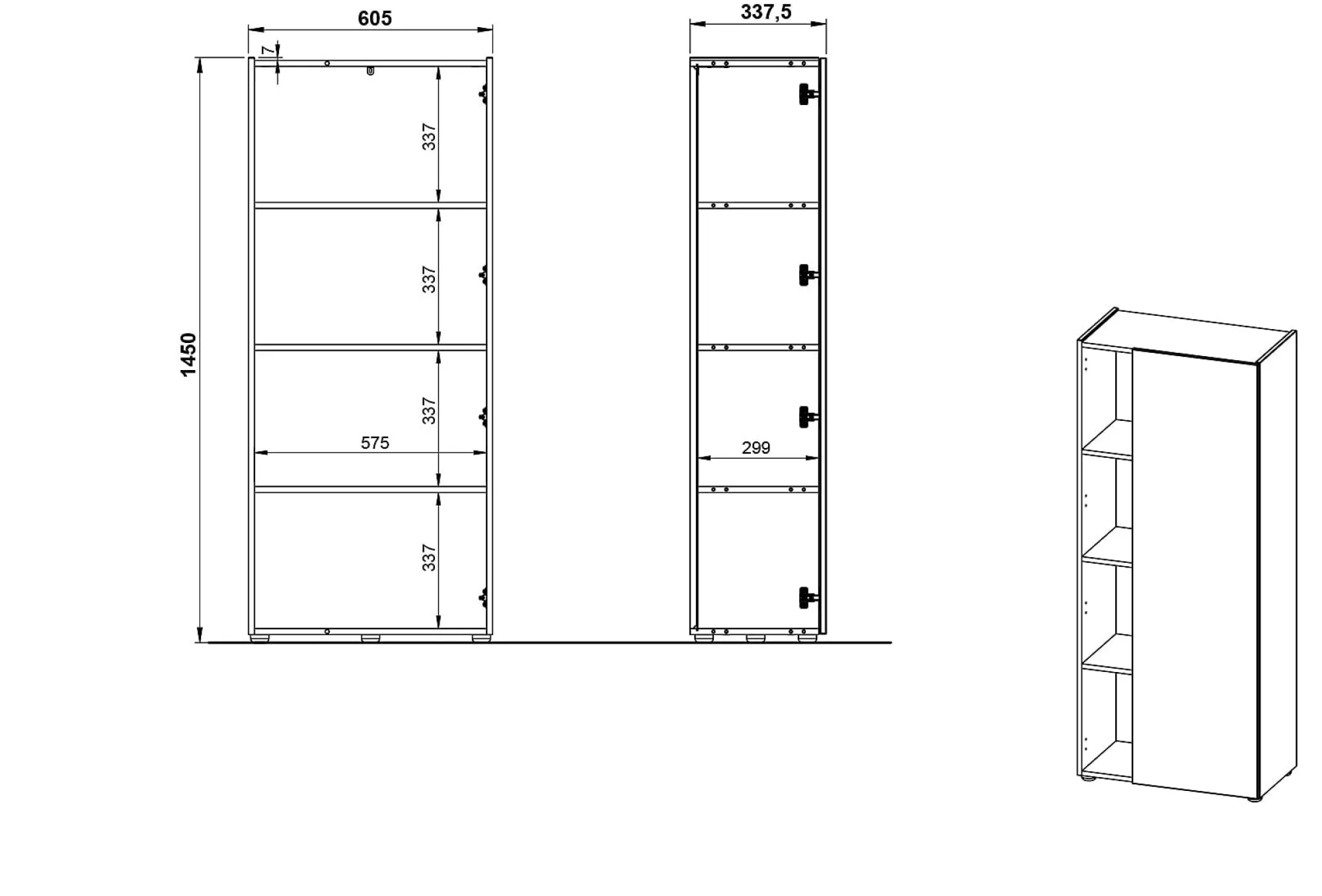 Kantoorkasten^Huisenthuis Hoge kantoorkast Orlando 145 cm Grafiet