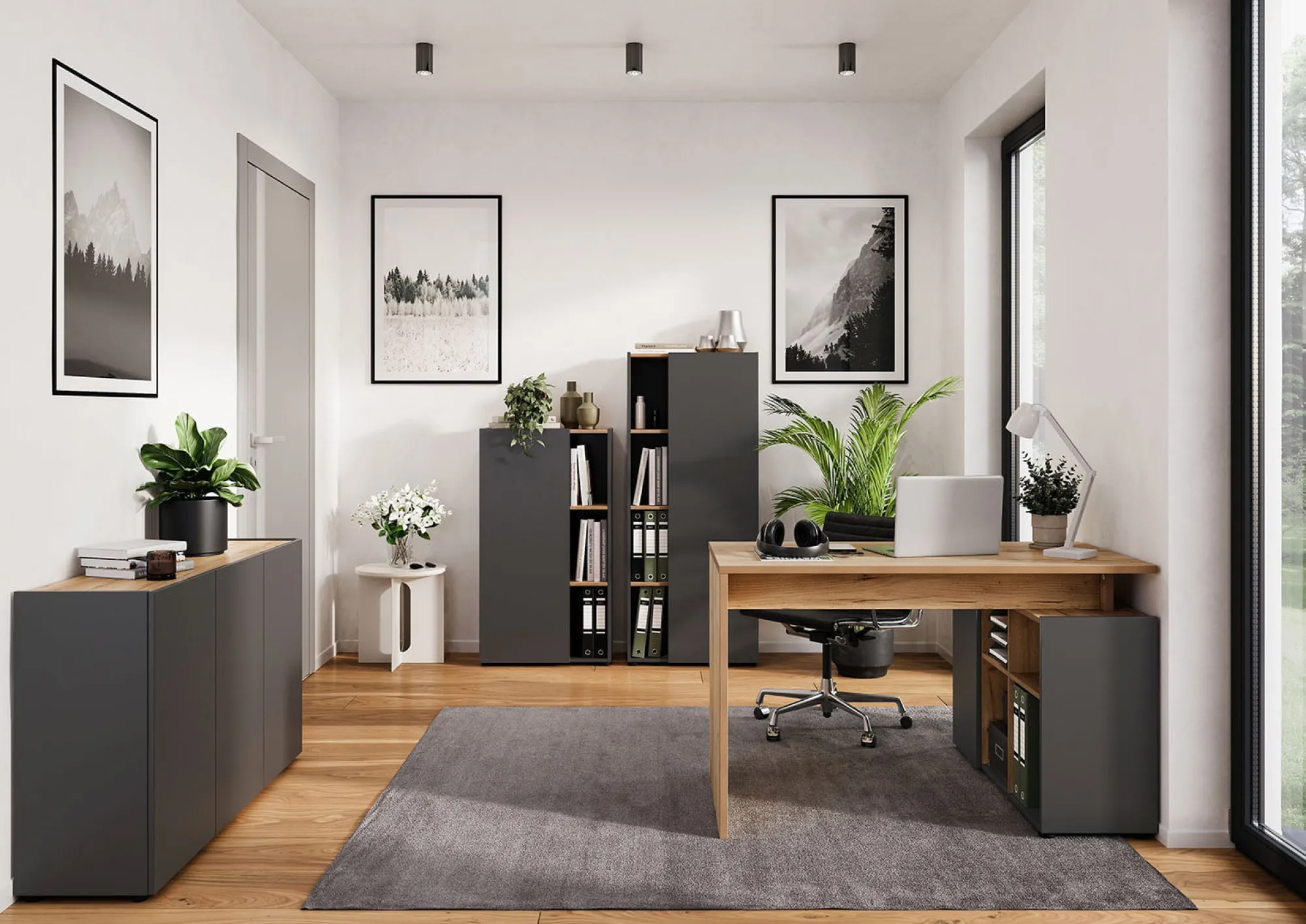 Kantoorkasten^Huisenthuis Hoge kantoorkast Orlando 145 cm Grafiet