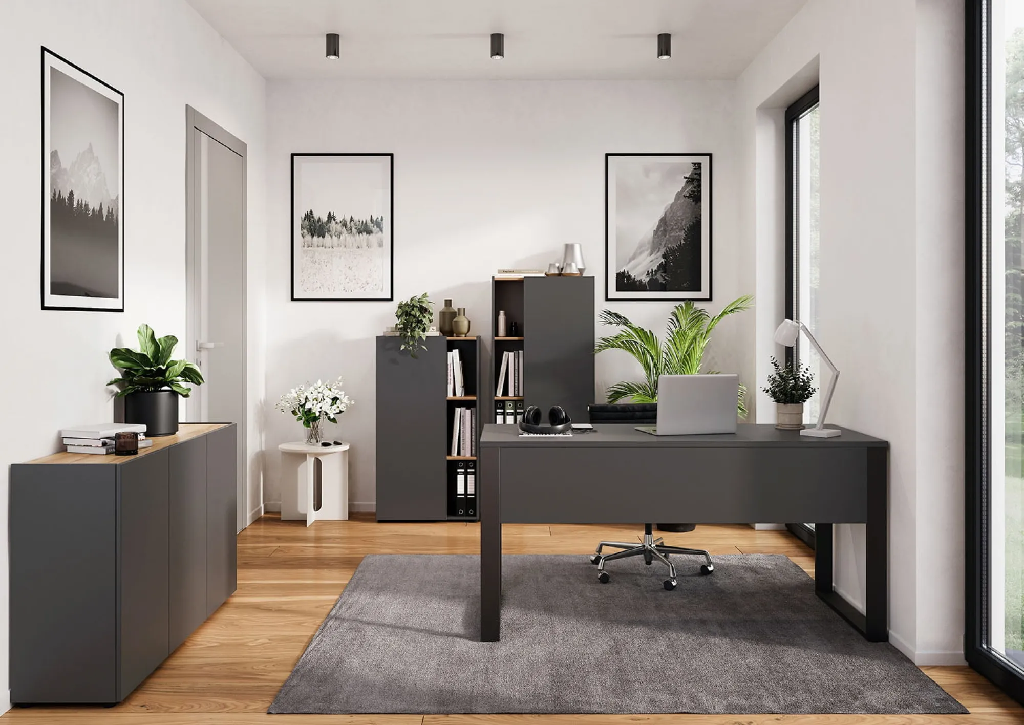 Kantoorkasten^Huisenthuis Hoge kantoorkast Orlando 145 cm Grafiet