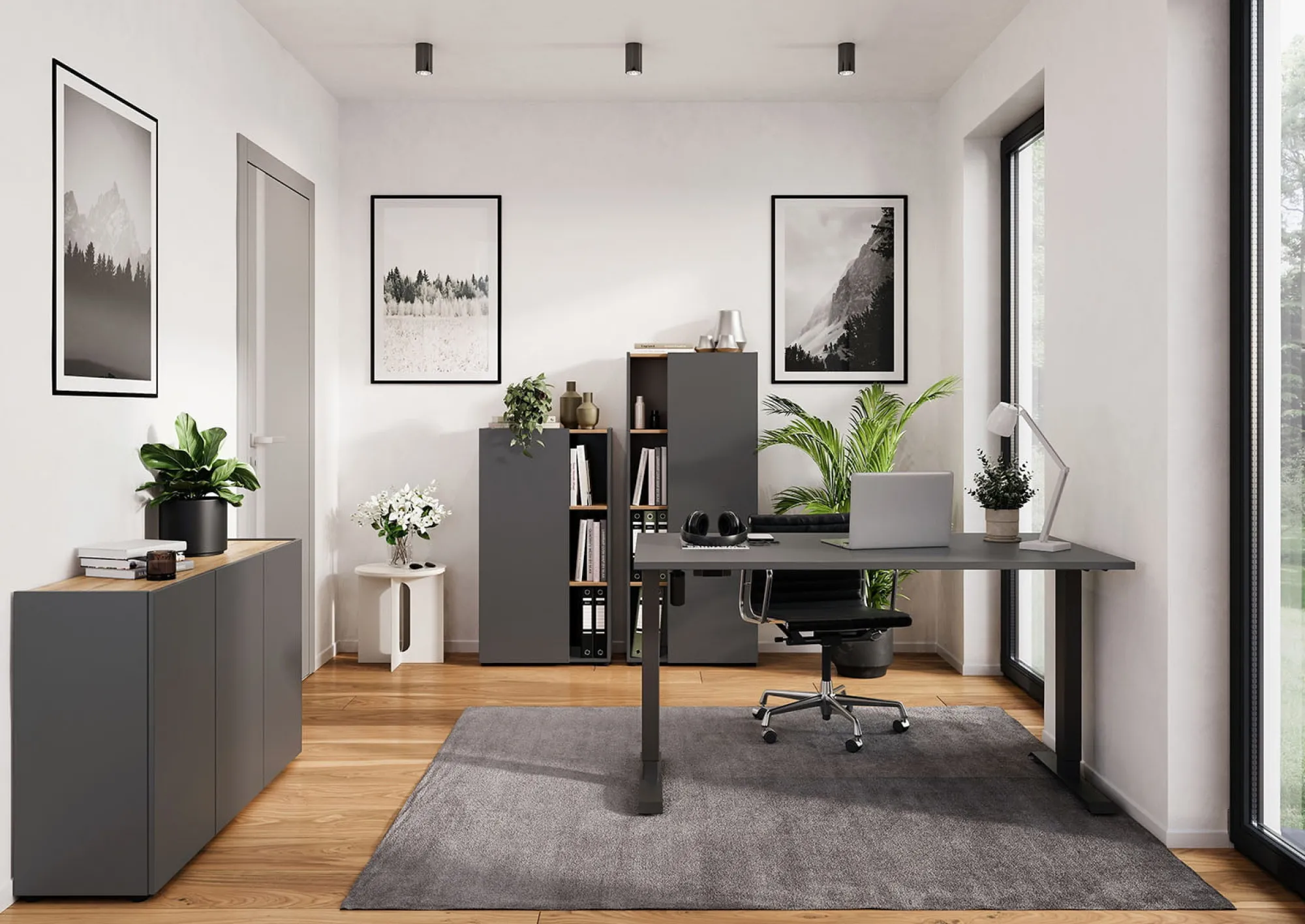 Kantoorkasten^Huisenthuis Hoge kantoorkast Orlando 145 cm Grafiet