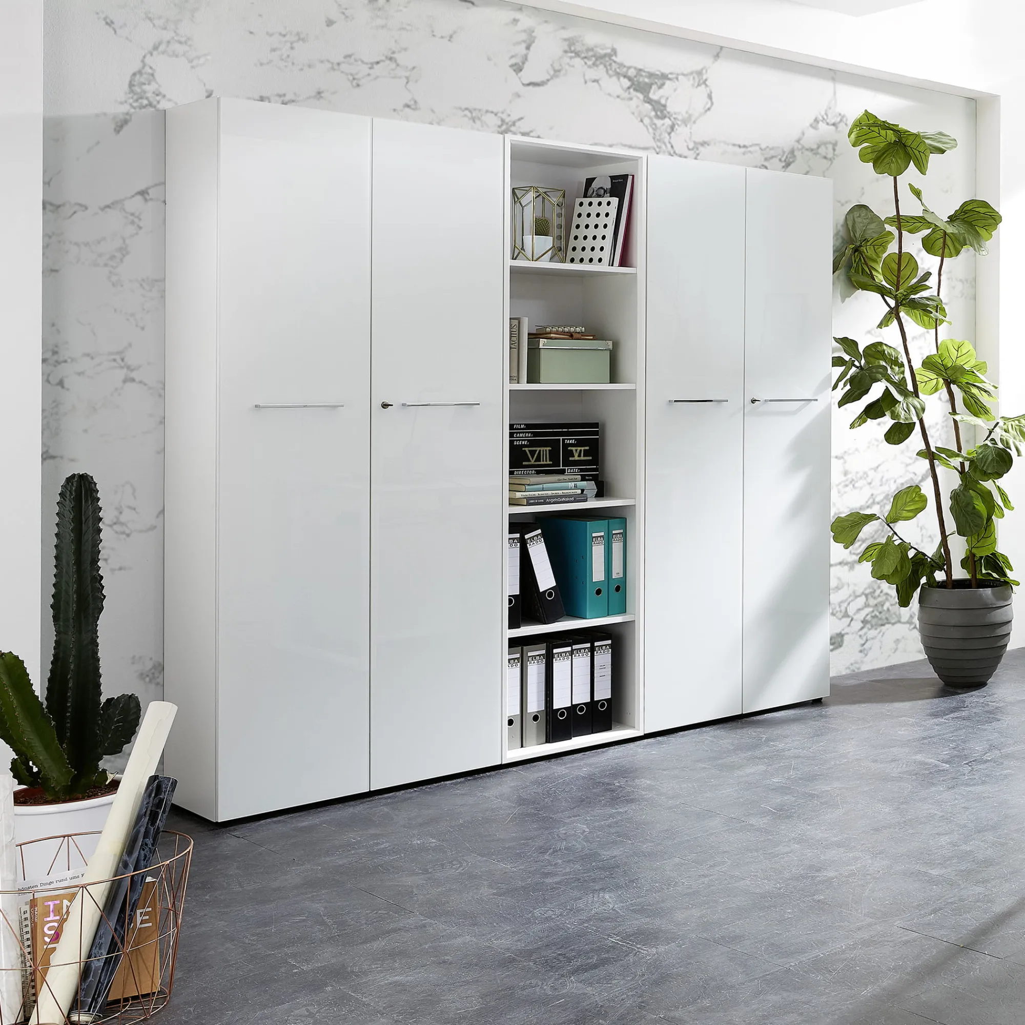 Kantoorkasten^Huisenthuis Hoge open kantoorkast Destin Wit