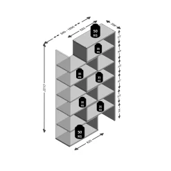 Wandrekken^Huisenthuis Hoge open kast Nereus 160 cm Oudeiken