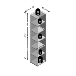 Kantoorkasten^Huisenthuis Hoge open kast Nereus 47 cm Wit