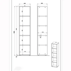Kantoorkasten^Huisenthuis Hoge smalle kantoorkast Ergonoma Eiken Antraciet, Eiken