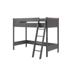 Kinderbedden^Huisenthuis Hoogslaper Dex Grenen 90×200 cm Antraciet