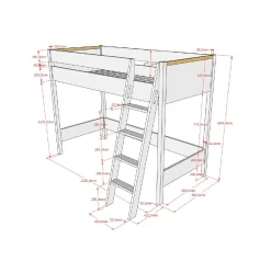 Kinderbedden^Huisenthuis Hoogslaper Dex Grenen 90×200 cm Wit