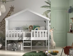Kinderbedden^Huisenthuis Huisbed Alix Wit 90×200 cm – Met ladder