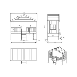 Kinderbedden^Huisenthuis Huisbed Alix Wit 90×200 cm – Met ladder