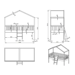 Kinderbedden^Huisenthuis Huisbed Bibi Grenen Wit 90×200 cm – Met ladder