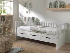 Kinderbedden^Huisenthuis Kajuitbed Seppe – Met laden Wit