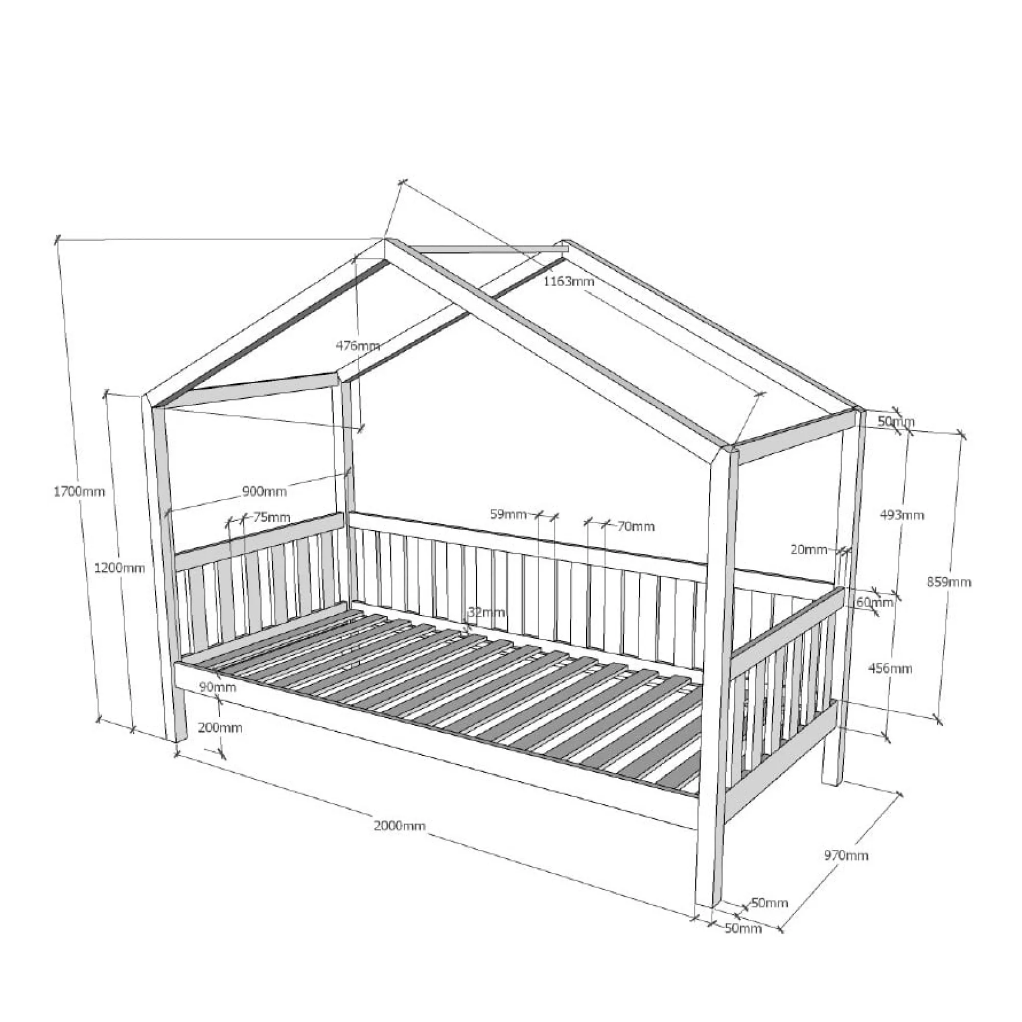 Kinderbedden^Huisenthuis Kinderbed Bibi 3 Wit