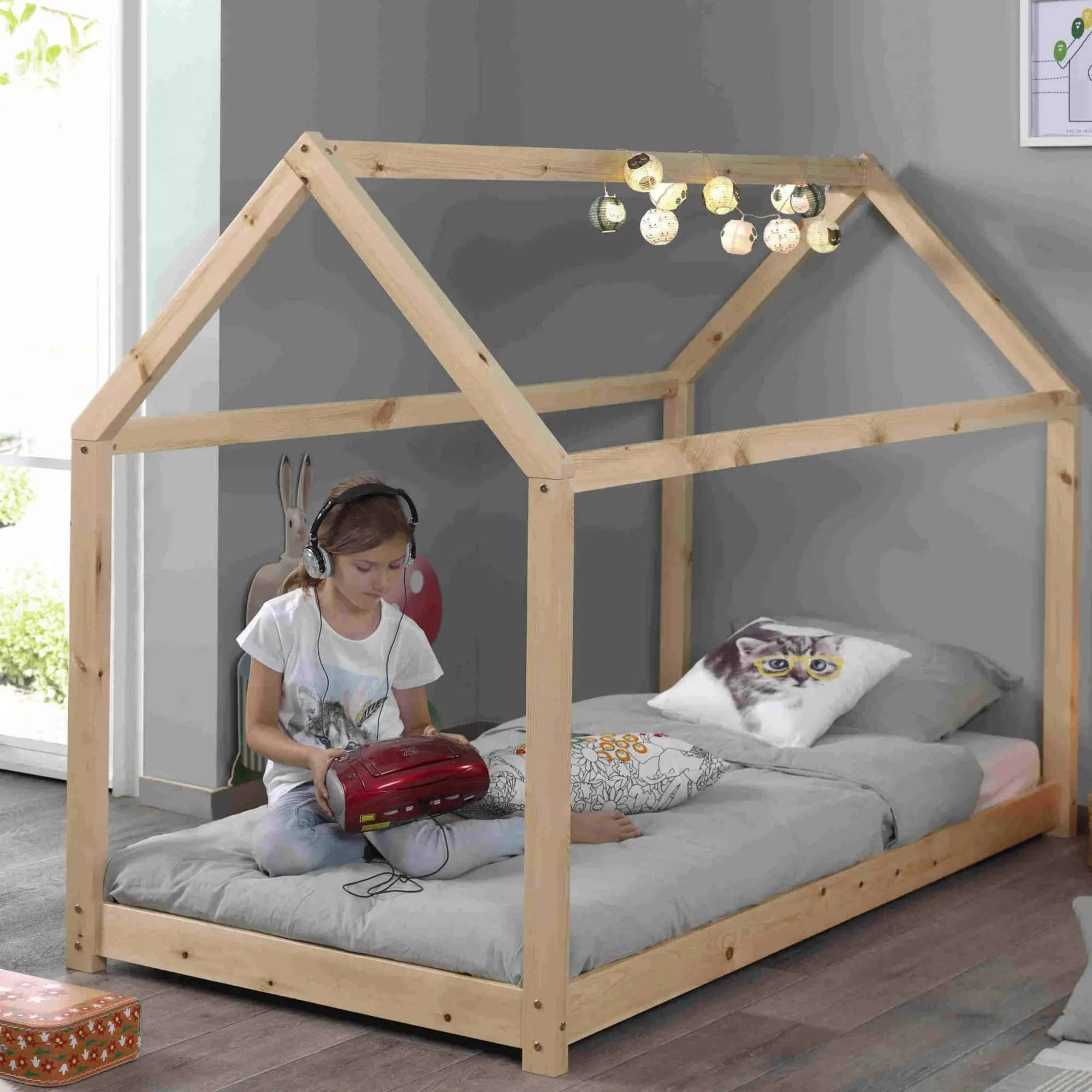 Kinderbedden^Huisenthuis Kinderbed Dreamhouse-N Grenen
