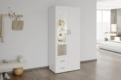 Kledingkasten^Huisenthuis Kledingkast Jean 2-deurs Wit – Spiegel