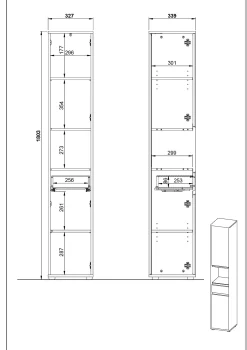Badkamerkasten^Huisenthuis Kolomkast Pula 181 cm Lichtgrijs