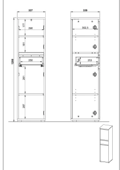 Badkamerkasten^Huisenthuis Kolomkast Pula 121 cm Lichtgrijs